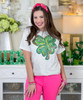 faux glitter colorful clover tee