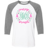 Monogrammed Pink Ribbon Courage and Strength Raglan Graphic Tee - Heather Grey