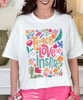 distressed teach love inspire tee close up