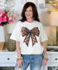 brown on brown checkered bow tee