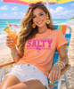 Distressed checkerboard salty with palm trees model image tangerine
