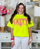distressed checkerboard salty tee with palm trees