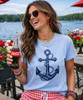 distressed navy anchor graphic tee model