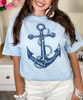 distressed navy anchor tee close up