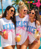 checkerboard beach with bow graphic tee model 3