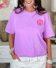 neon vilot monogrammed comfort colors tee close up