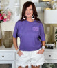 monogrammed heathered purple tee
