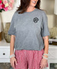 heather graphite monogrammed tee close up
