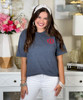 heather navy monogrammed tee