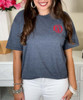 heather navy monogrammed tee close up