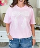white lace bow tee close up