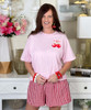 pocket watercolor cherries with bow tee