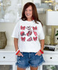 customized football and bows red tee