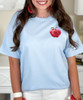 pocket faux sequin apple tee close up