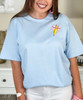 pocket pencil with pink bow tee close up