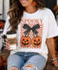 spooky jack o lanterns tee model image close up