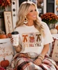 it's fall y'all bows and pumpkins tee model image