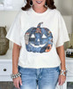 denim jack o lantern tee close up