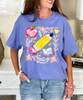 floral teacher pencil tee purple close up