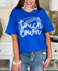 faux embroidery touch down tee close up