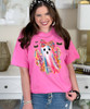 colorful ghost graphic tee close up