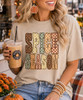 checkerboard spice season tee model image close up
