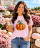 faux sequin pumpkin tee pink model image