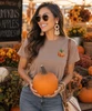 Pocket Faux Sequin Pumpkin Graphic Shirt