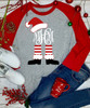 Monogrammed Santa Legs Raglan Tee - Heather Gray/Red