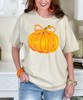 Brushstroke Orange Pumpkin With Bow Tee Close Up