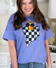 checkerboard ghost with sunglasses tee close up