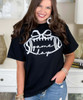 game day with football bow tee close up