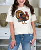 faux rhinestone turkey comfort colors shirt close up