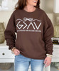 god is greater sweatshirt close up