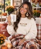 embroidered thankful bow with trukeys sweatshirt model image