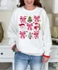 faux yarn christmas and bows sweatshirt close up
