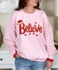 faux yarn believe sweatshirt close up