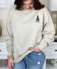 embroidered christmas tree with ribbon sweatshirt close up