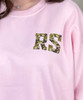 monogrammed pocket army camo sweatshirt close up of monogram