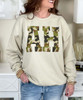 monogrammed army camo sweatshirt close up