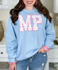 monogrammed pink bows sweatshirt close up