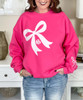 monogrammed white bow with bow on sleeve sweatshirt close up view