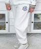 navy gingham fishtail monogram sweatshirt and sweatpant set close up of sweatpants