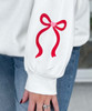mama with bow and sleeve bow sweatshirt close up of sleeve