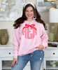 red gingham monogram with bow sweatshirt