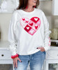 patchwork heart with bows sweatshirt close up