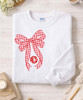 monogrammed red gingham bow sweatshirt flat lay