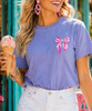 pocket hot pink gingham bow with pearls model image close up