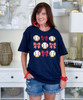 baseball and red gingham bows tee