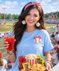 pocket baseball with red gingham bow graphic tee model 1